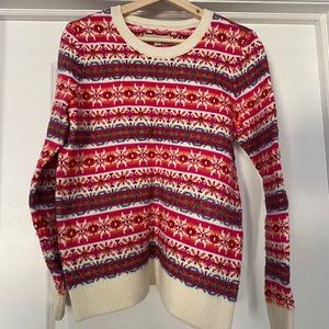 Loft Fair Isle Sweater - Pink/White